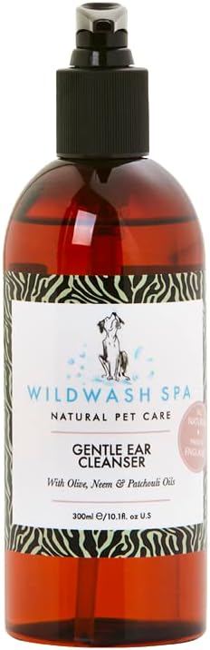 WildWash Gentle Ear Cleanser For Dogs 300ml, Dissolves Dirt and Earwax, Deodorises, Non Stinging Natural Antiseptic, Natural