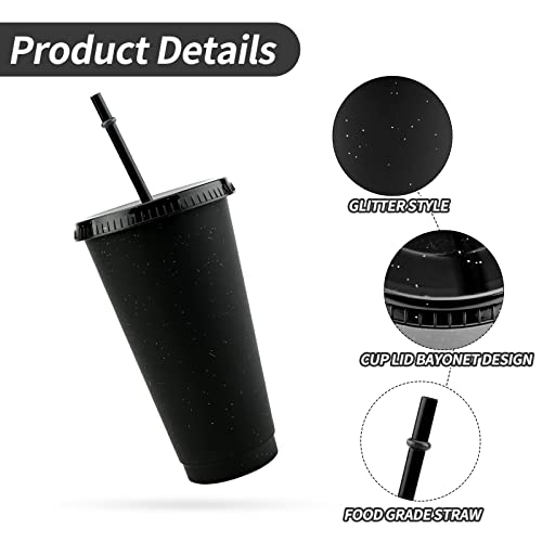 TSLBW Bunte Plastikbecher 5 STK Kunststoffbecher wiederverwendbar mit Deckelstrohhalmen, bunt, bruchsicher, Party-Becher, Trink-Becher, Party-Geschirr, Camping-Geschirr, Kinder