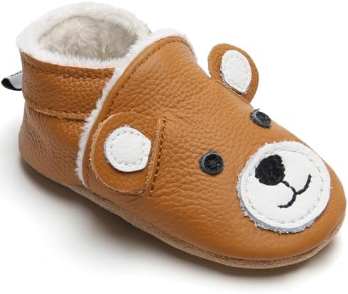 IceUnicorn Krabbelschuhe Baby Winter Krabbelschuhe Gefüttert Plüsch Hausschuhe Baby Lauflernschuhe Warm Weiche Leder Babyschuhe