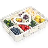 Newthinking Snack Box with 8 Compartments, Divided Tray for Snacks with Lid and Handle, Portable Food Storage Container for Picnics and Family Gatherings Caja de bocadillos dividida con tapa y mango