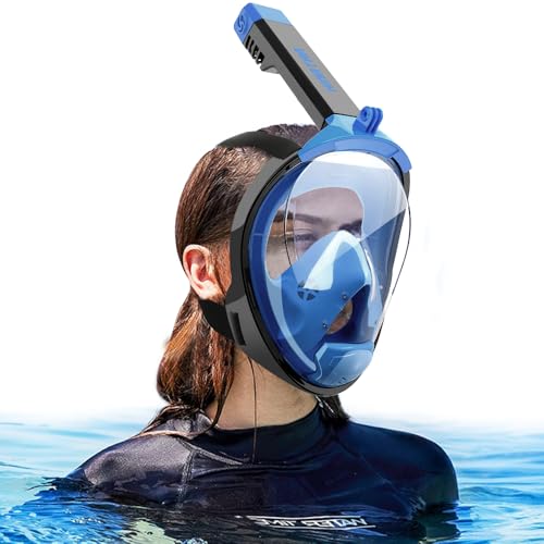 HINATAA Vollgesichts schnorchelmaske, 180° Doppel schwimmkugel Tauchermaske, Anti-Fog Lecksichere Tauchmaske,Taucherbrille mit Kamerahalterung,Snorkeling Mask Erwachsene Kinder (Blau, L/XL) HINATAA Vollgesichts schnorchelmaske, 180° Doppel schwimmkugel Tauchermaske, Anti-Fog Lecksichere Tauchmaske,Taucherbrille mit Kamerahalterung,Snorkeling Mask Erwachsene Kinder (Blau, L/XL)