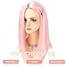 XC CLOUDS Pink Wigs - 16inch Glueless Straight Wigs For Black Women Lace Frontal Hair Wig with Middle Part Simulated Scalp Medium Length Bob Wigs for Halloween or Daily Synthetic Hair Lace Wig