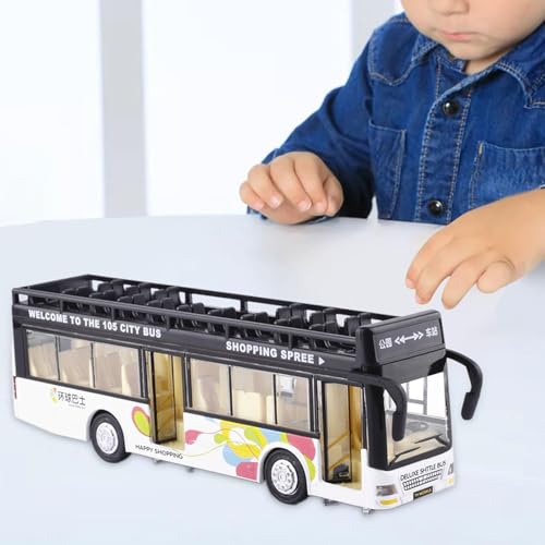 Image of Diecast Metal Long Sight View Double Decker Bus Open Door Light & Music Model Pull Back Long Bus Toys for Boy Kids
