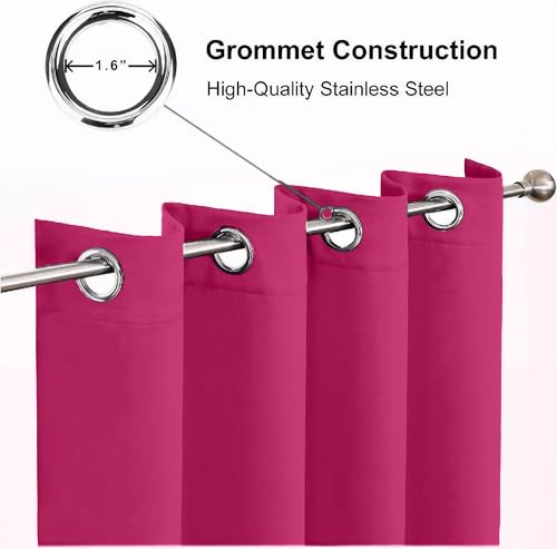 MILANO COLLECTIONS® Blackout Curtains for Bedroom & Living Room - Thermal Insulated Eyelet Curtains, 2 Panels with Tiebacks - Noise-Reducing, Sunlight Blocking Drapes for Home Décor (Pink) - Image 5