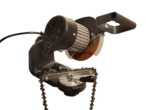 SÄGENSPEZI Sägekettenschärfgerät SPEED mit 2 Schleifscheiben Sägekettenschärfer für 1/4 3/8 325 404 inkl. Befestigungsmaterial Schleifwinkeleinstellung LED-Arbeitslicht + - 30 Grad