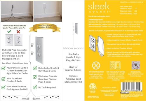 Image of Sleek Socket Original and Patented Flat Ultra-Thin Outlet Concealer with EXTENSIO