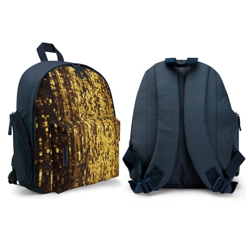 Gold Sequin Sparkle Backpack for Men Women, Durable Small Bookbag Lightweight Daypack for Travel, Hiking, Blue-style4