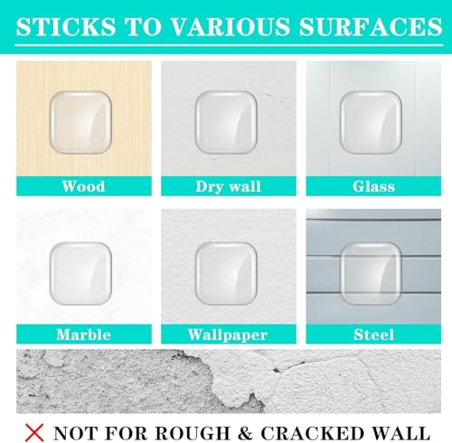 Image of CHONGZFU Square Door Handle Stopper Pieces 6 of Clear Rubber Door Knob, Round Wall Shield Cushion, Quiet Wall Protector for Door Handle, Guard Door Bumper Silencer Self Adhesive