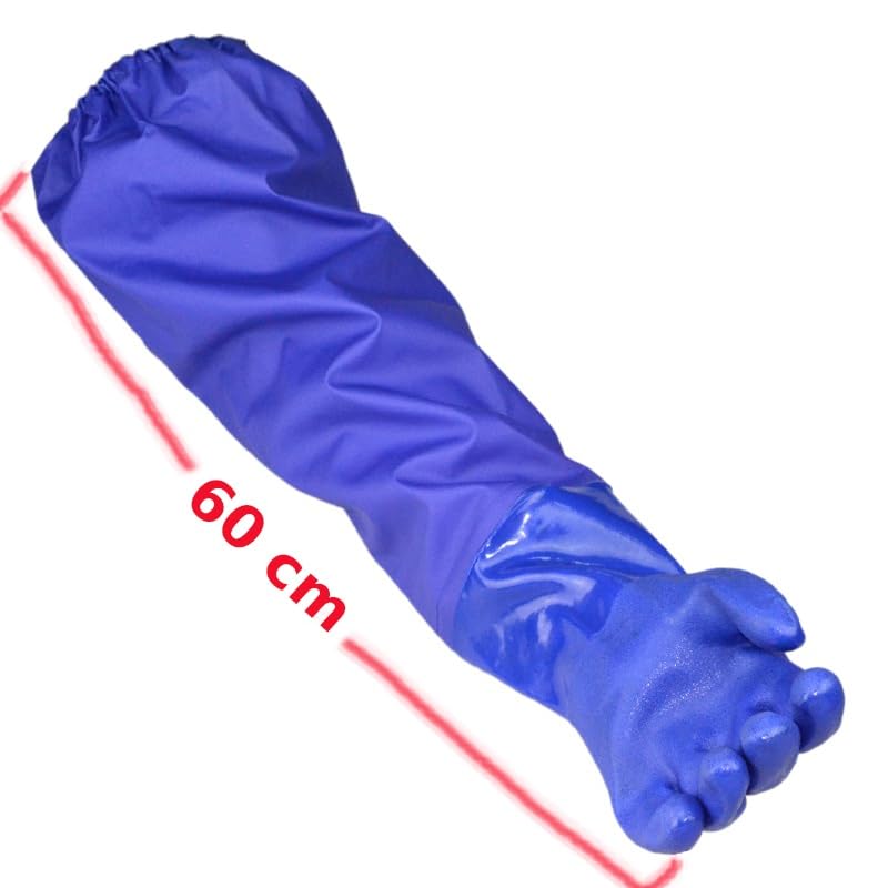 Guantes de seguridad impermeables resistentes al aceite de inmersión de PVC con protección química más larga de 58CM guantes resistentes a ácidos y álcalis