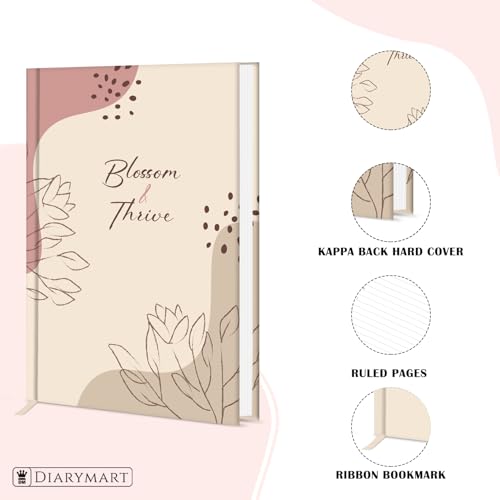 Image of Hard Bound Notebook for Girls & Women | A5 Ruled Journal | 192 Pages | 80 GSM Premium Paper | Designer Laminated Cover | Ribbon Bookmark | Notebook for School, College, Office, Journaling & Note Taking (DM4006)