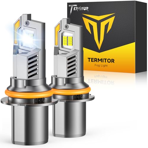 Termitor 9004 HB1 Bulbs Hi/Low Beam 50 000LM 6500K White Brightness True 1:1 Halogen Size 85000+ Hours Lifespan 3 Min Plug-N-Play 9004 Fog Lights with Cooling Fan Pack of 2