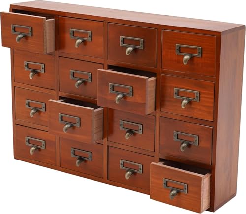 Armoire De Rangement en Bois à 16 Tiroirs pour La Maison Et Le Bureau, Style Apothicaire Traditionnel, Organiseur De Médicaments, Solution De Rangement De...