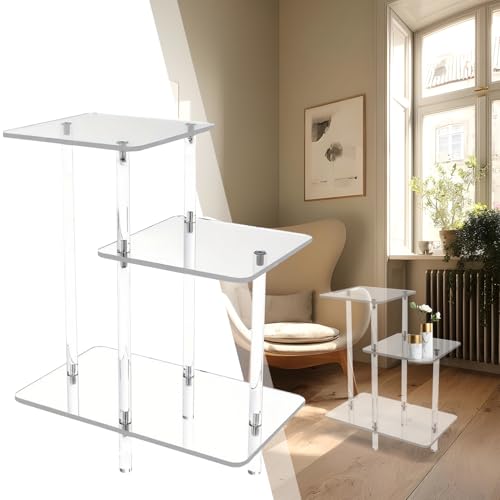 Mesa de acrílico de 3 niveles transparente ideal para optimizar espacios 8