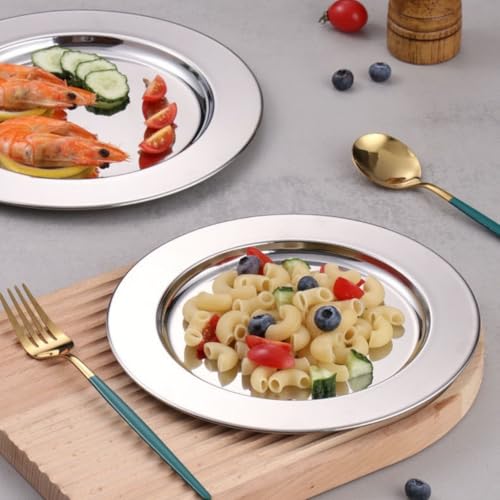 6 Sets de Platos Cargadores de Acero Inoxidable Plateado de 13" miniatura 5