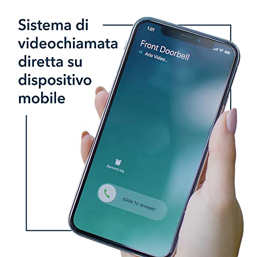 Arlo Videocitofono Cablato Per Esterni, Wifi Doorbell, 1080p HD, 180° Visione Notturna Colori, Sirena, Rilevamento Movimento, Audio Bidirezionale, 90 giorni Arlo Secure inclusi, Campanello Bianco