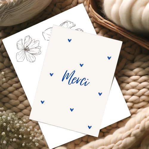 roxisha - 10 Stück Danksagungskarten + bedruckte Umschläge | Design Herz | Postkarte 10,4 x 14,8 cm | Danksagungskarten Hochzeit Geburt Geburtstag Taufe Party Kommunion Ruhestand