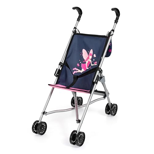 Bayer Design 30516AB Puppenbuggy mit Tasche, Doppelräder, faltbar, aus Metal, für Puppen bis 46 cm