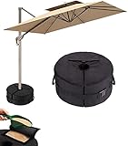 Lielisks 18' Portable Parasol Umbrella Stand Base with Durable Side Handle, Round Patio Umbrella Base Weight Bag, Waterproof Sand Bags for Outdoor, Garden, Beach