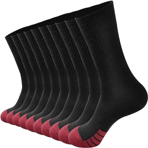 Generisch Calcetines de baloncesto para hombre, color sólido, 5 unidades, para mujer, 39, rojo, Talla única