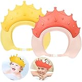 Annhao 2 Stück Kinder Duschen Duschhaube Baby Verstellbarer Silikon, Kinderschutz Krone, Kleinkind Babypflege, Baby Haare waschen ohne Tränen, Shampoo Schutz Baby Visier für Augen, Ohren und Gesicht