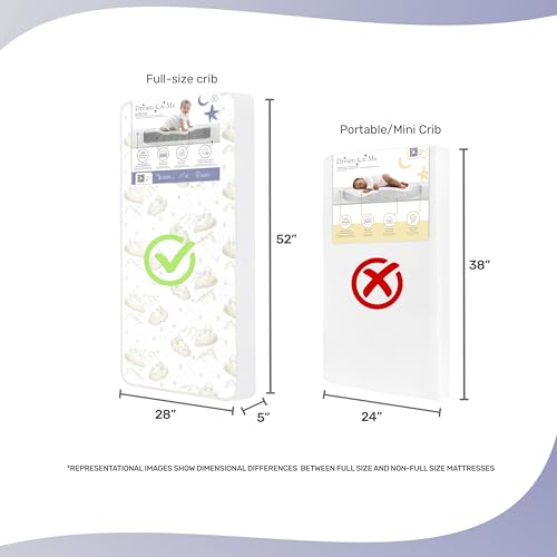 image for Dream On Me Twilight 5” 2-in-1 Breathable Spring Coil Crib and Toddl