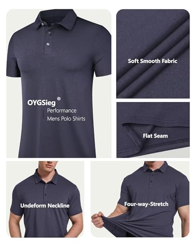 OYGSieg 6 Pack Mens Polo Shirts Performance Short Sleeve Golf Shirt Moisture Wicking Athletic Casual Collared T-Shirt3