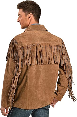 Mens Traditional Western Fringed Suede Leather Jacket | Classic Native American Jacket Coat with Fringed4