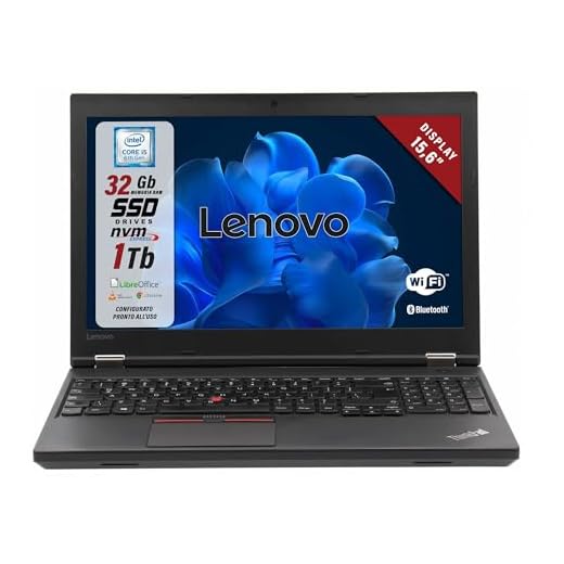 Lenovo ThinkPad, Pc portatile Intel Core i5-6th Pronto All'uso con Pacchetto Libre, Notebook Con Display HD da 15,6", Ram 32Gb, SSD 1Tb, W10 (Ricondizionato)