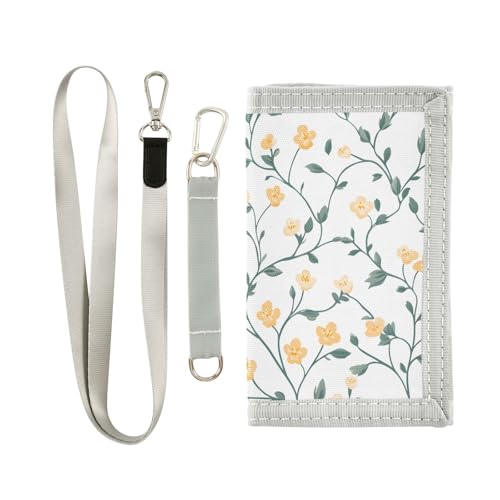 ALAZA Kids Wallets for Boys Girls Toddler Trifold Wallet Children Small Yellow Little Flower with Zipper Coin Pocket