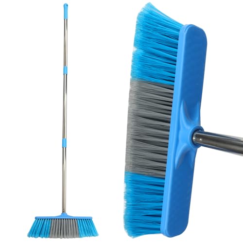 Roellgs Robuster Besen für den Außenbereich, langer Griff, steife Borsten, Gartenbesen für Zuhause, Küche, Garage, Gehwegreinigung.