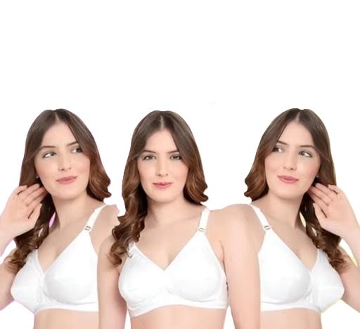 Women 40-50 | Non-Padded, Non-Wired Full Coverage Daily Bra | Soft Support Plus Size Inner Pack of 3-picture-46