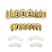 Careland 24k Plated Gold Finish Grillz 8 Top Teeth & 8 Bottom Tooth Grills Set Shiny Hip Hop Teeth Grillz + 2 Extra Molding Bars