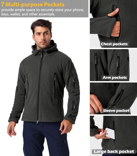 NAVEKULL Men's Tactical Hoodie Fleece Jacket Winter Warm Full-Zip Military Army Outdoor Hiking Coat with 7 Zip-pockets3