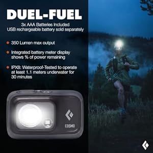 BLACK DIAMOND Cosmo 350 Headlamp, AAA Powered, Dimmable Bright, BD Graphite — photo 2 of 5