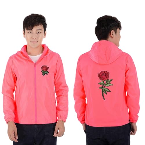 Veste d'extérieur homme printemps brodée légère rose XS