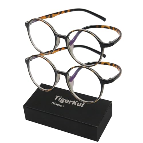 Image of Round Blue Light Glasses for Men and Women - Computer Glasses for Eye Strain - W. Anti-glare Coating - TR90 Frame - 2 Pack