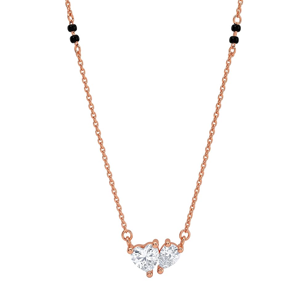 925 Silver Rose Gold Suprita Mangalsutra| Black Bead Necklace to Gift Women | With Certificate of Authenticity and 925 Stamp | 6 Months Warranty-image-1