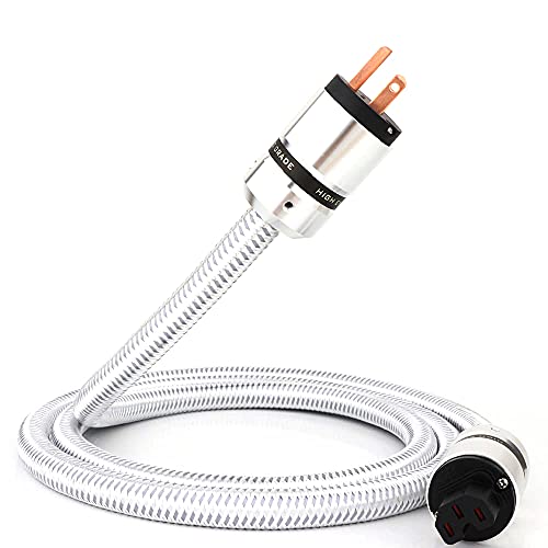 Monosaudio 12Guage Audiophile電源コード 編組スリーブアンプ,6.6Ft電源コード USプラグ+ IEC320 C13コネクタ付きオーディオAC電源ケーブル