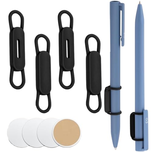 MAEXUS 磁気ペンホルダー (4個セット) 磁気 シリコンペンホルダークリップ 磁性ホルダー 調節可能な磁気ペンホルダー ポータブル 壁掛けペンホルダー マグネットシート4枚付属 冷蔵庫 机 ホワイトボード クリップボードに最適 (ブラック)