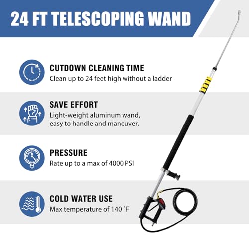 janz 24 FT Telescoping Pressure Washer Wand