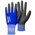 KAYGO Work Gloves PU Coated-12 Pairs, KG15P,Nylon Lite Polyurethane Safety Work Gloves, Gray Polyurethane Coated, Knit Wrist Cuff,Ideal for Light Duty Work (Medium, Blue)