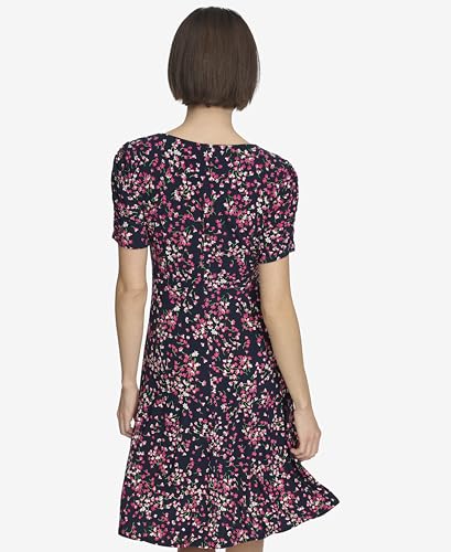 Image of Tommy Hilfiger Floral Ruche Empire Waist Fit-and-Flare