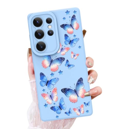 Coque Samsung S25 Ultra OOK papillon bleu en TPU souple antichoc