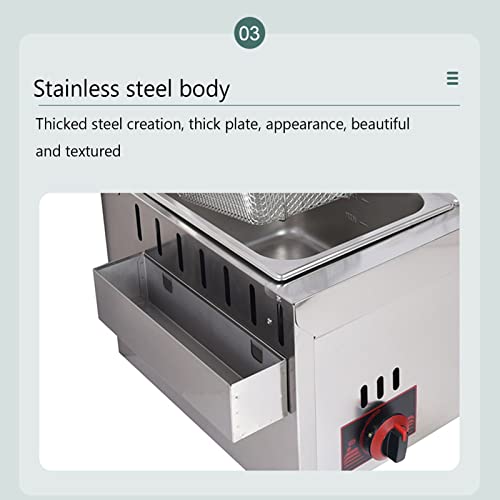 Edelstahl-LPG-Fritteuse,Arbeitsplatte Öl Friteuse Doppelter Tank Fritteuse Maschine Freistehende Temperaturregelung Easy Clean Für Brathähnchen,Restaurant – Bild 6