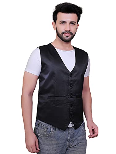 Image of Waistcoat Black Satin Men