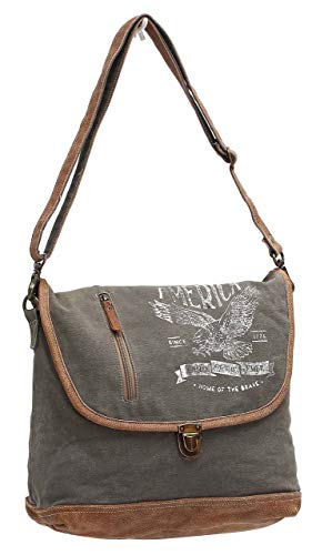 Myra Bags Bald Eagle Upcycled Canvas Messenger Bag S-09593