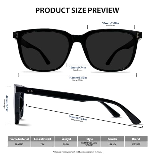 Image of Retro Polarized Sunglasses for Men Women UV Protection Classic Sports Driving Golf Hiking Square Sun Glasses 3Pack-Black+Black+Black