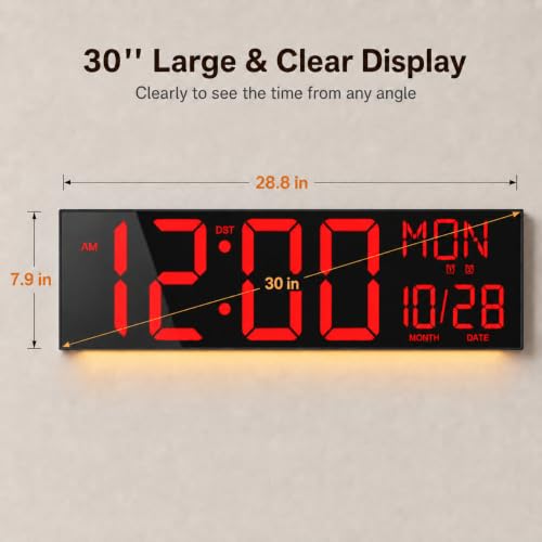 Image of JALL 30 inch Extra Large Digital Wall Clock, Giant LED Display with Remote Control, Digital Clock with Jumbo Numbers, Countdown Timer for Gym, Office, Living Room, Classroom, Home Decor, Warehouse