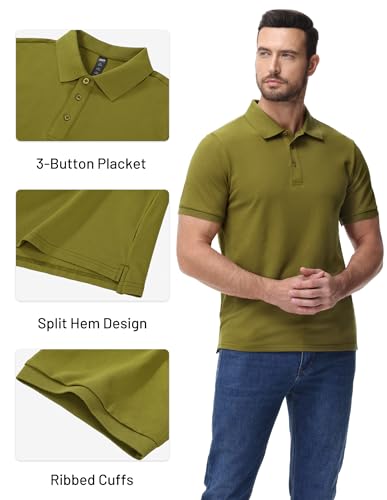 Image of MIER Men's Cotton Pique Polo Shirts, Short Sleeve Golf Work Casual Tops