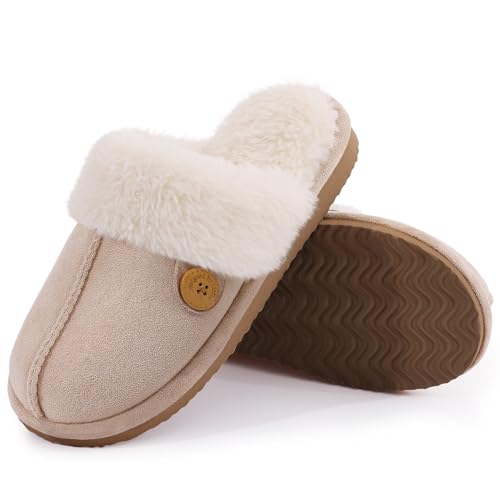 Image of Litfun Women's Fuzzy Memory Foam Slippers Fluffy Winter House Shoes Indoor and Outdoor